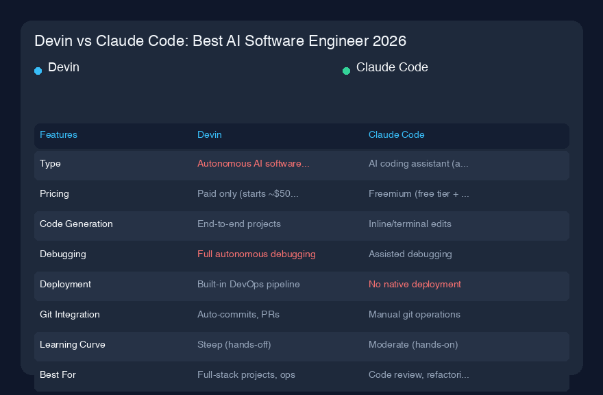 Devin vs Claude Code：2026年最佳AI软件工程师